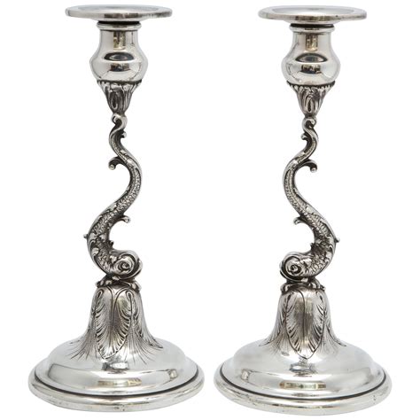 Pair Of Art Nouveau Sterling Silver Candlesticks For Sale At 1stdibs