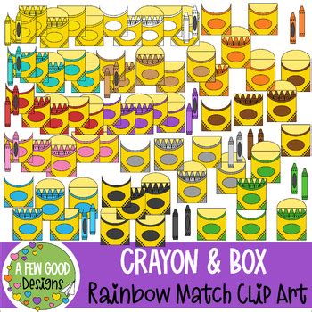 Rainbow Crayon And Box Match Up Clip Art By A Few Good Designs By