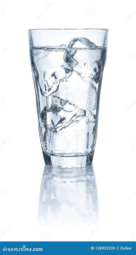 Glass Of Water And Ice Cubes On A White Background Stock Image Image