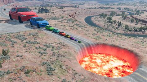 Giant Small Cars Vs Giant Lava Pit Crater BeamNG Drive YouTube