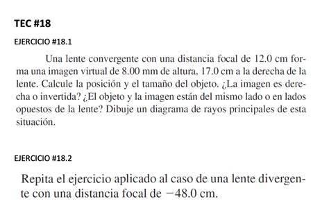 Una Lente Convergente Con Una Distancia Focal De Chegg Mx