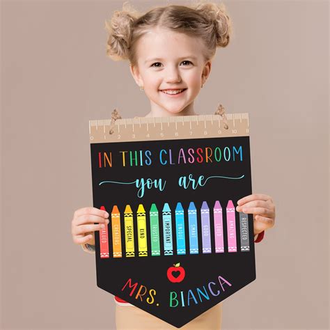 Classroom Door Sign Personalized Teacher Sign Classroom Decor