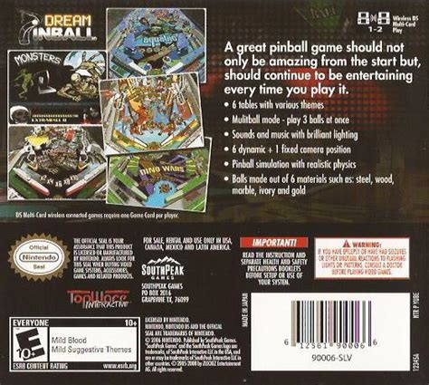 Dream Pinball 3d Boxarts For Nintendo Ds The Video Games Museum