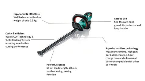 Bosch Ahs 50 20 Li Cordless Hedge Cutter With 18 V Lithium Ion Battery