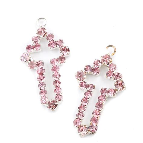 Pink Rhinestone Cross Charms Charms And Pendants Jewelry Making