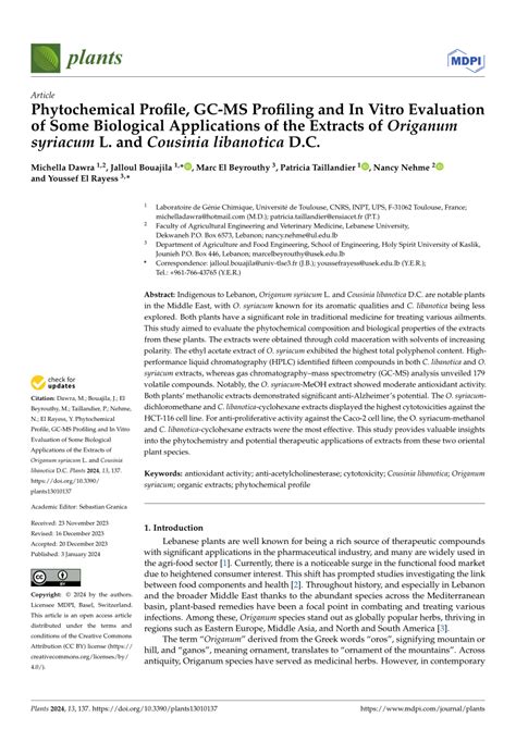 PDF Phytochemical Profile GC MS Profiling And In Vitro Evaluation Of