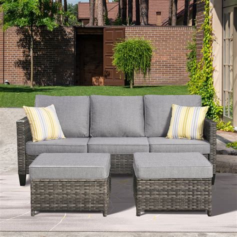 Ovios Piece Outdoor Furniture Set All Weather Wicker Patio Sofa With