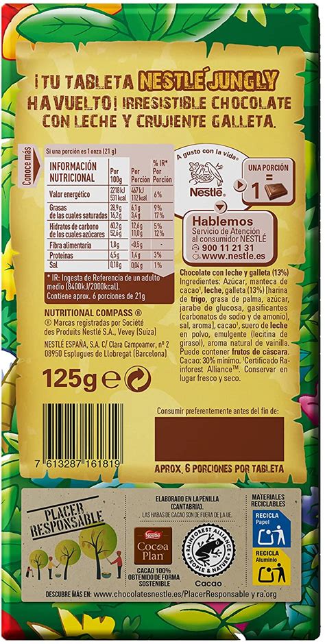 Comprar Tableta de chocolate y Galleta JUNGLY Nestlé 125g ASB