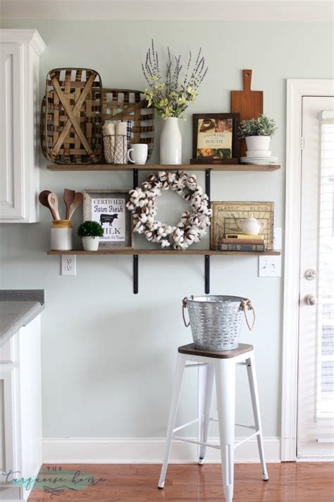 Decorating Shelves In A Farmhouse Kitchen