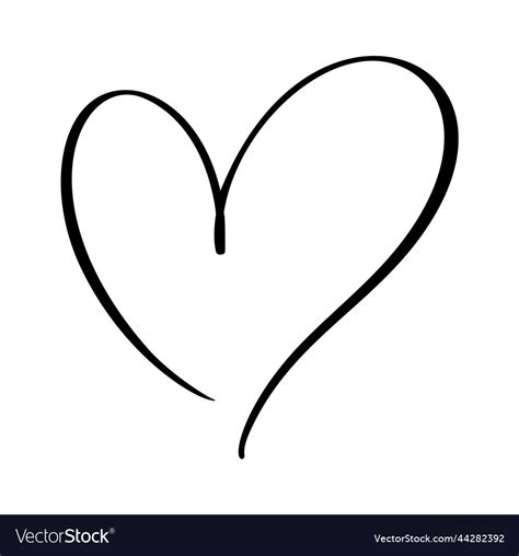 Calligraphic Love Heart Logo Sign Romantic Vector Image