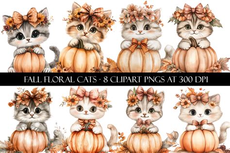 Fall Cat Clipart Graphic By Digital Paper Packs · Creative Fabrica