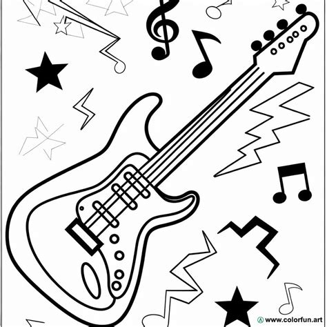 Dibujo Para Colorear De Una Guitarra Eléctrica Moderna Descargar O