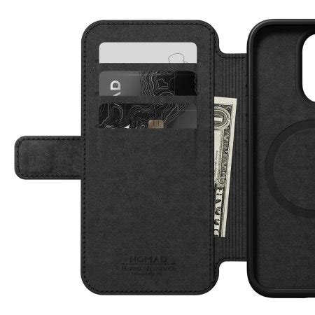 Nomad Horween Black Leather Folio Case For IPhone 15 Pro