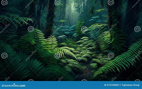 Mysterious Tropical Rainforest Glows With Lush Greenery Generated By Ai