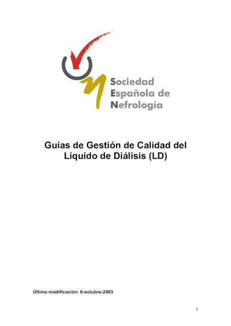 Pdf Gu As De Gesti N De Calidad Del L Quido De Di Lisis Ld