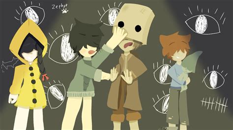 Little nightmares fanart! All four main protagonists! (In order from left to right), Raincoat ...