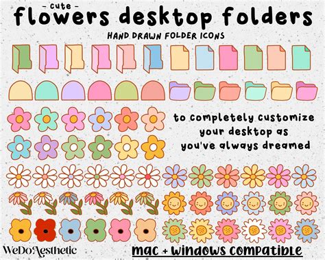 70 cute flowers desktop folder icons mac windows folders icons mac hand ...