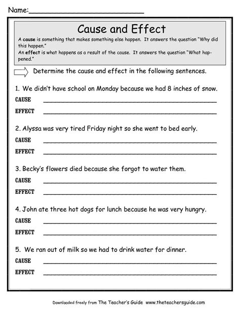 Cause And Effect For 1st Grade