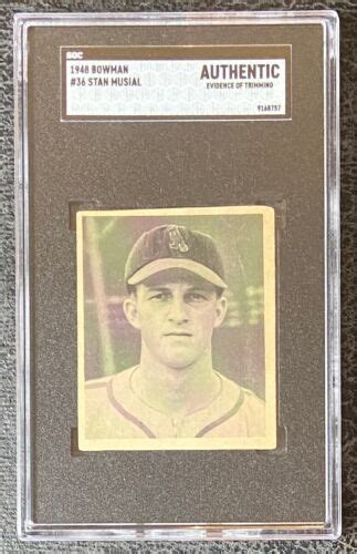 Bowman Baseball Stan Musial Rookie Card Sgc Authetic St Louis