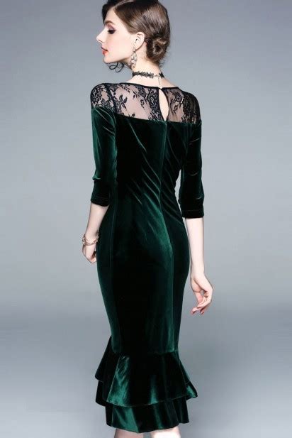 Robe de soirée dentelle verte