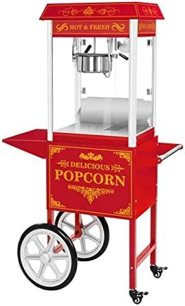 Royal Catering Rcpw Macchina Per Popcorn Con Carretto Rosso