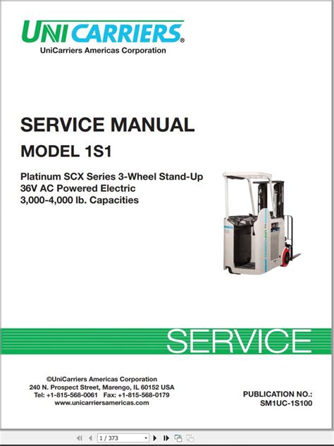 Unicarriers Forklift 1S1 Service Manual SM1UC 1S100 Auto Repair