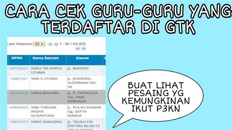 Cara Cek Nama Guru Yang Terdaftar Di GTK YouTube