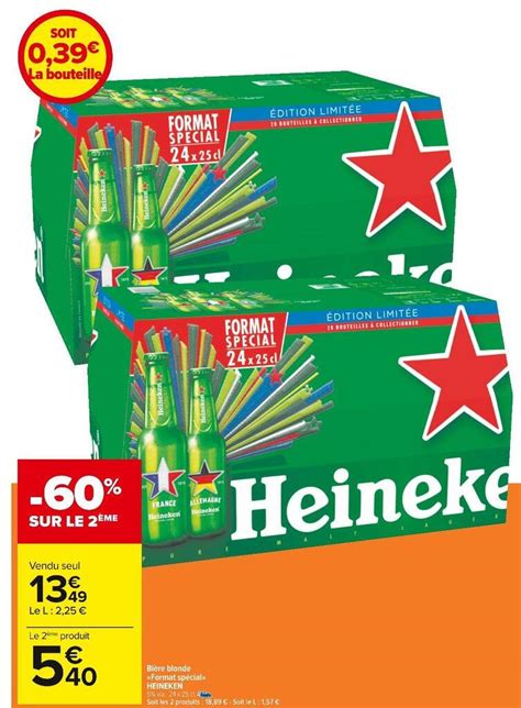 Promo Heineken bière blonde format spécial chez Carrefour