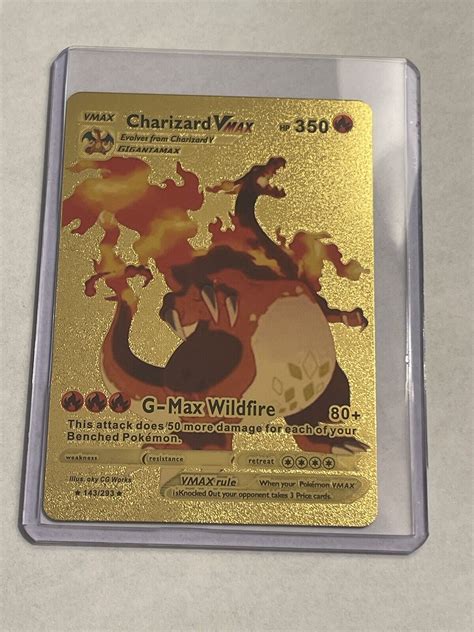 Mavin Rare Pokemon Charizard Vmax Gold Foil Card With Toploader