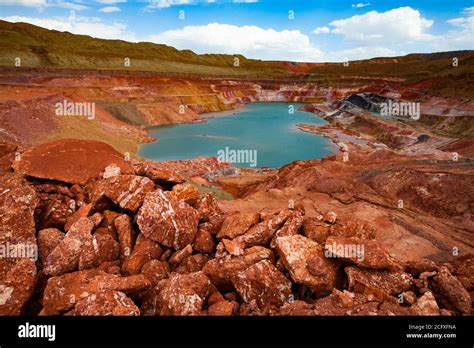 Aluminium Ore Quarry Bauxite Clay Open Cut Mining Red Stones Steps