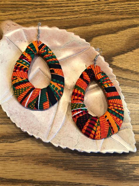 Kente Earrings Fabric Jewelry Handmade African Unique Items Products