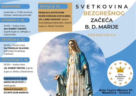 Trodnevnica I Proslava Svetkovine Bezgre Nog Za E A Bla Ene Djevice Marije