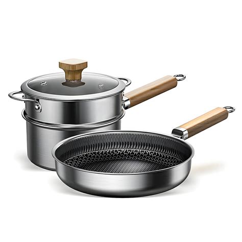 Stainless Steel Cookware Set Saucepan & Fry Pan Induction Safe ...