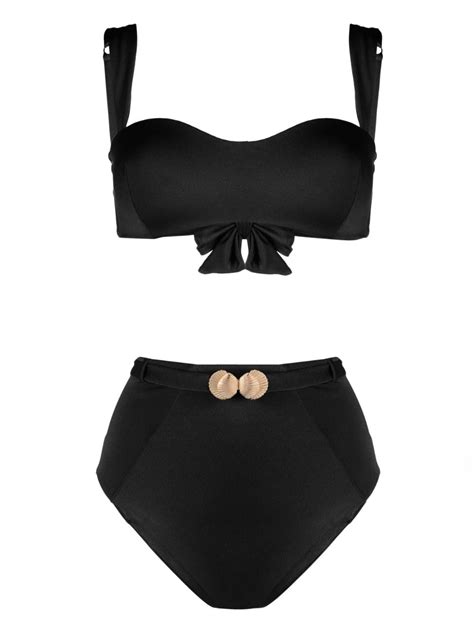 Noire Swimwear Seashell Bandeau Bikini Set In Black ModeSens