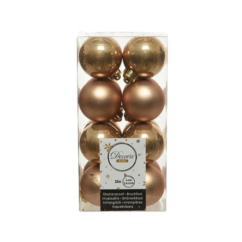 Decoris Shatterproof Baubles In Camel Brown Pack Of