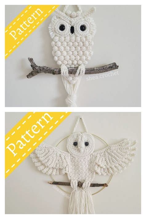 Crochet Macrame Owl Wall Hanging Pattern Video Tutorial Free