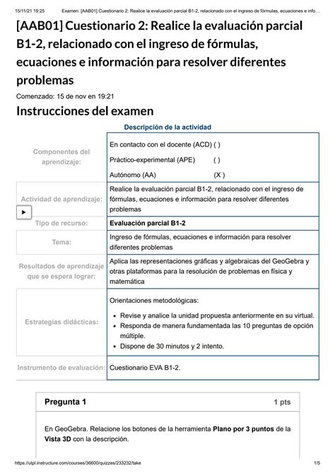 SOLUTION 2 Cuestionario Herramientas Realice La Evaluaci N Parcial B1