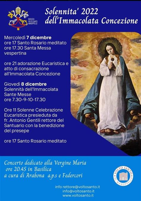 Solennità Immacolata Concezione Volto Santo