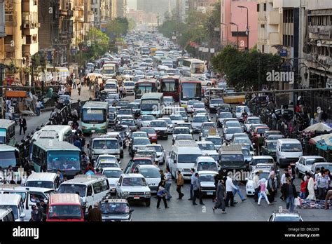 Heavy Traffic On Ramses Street Cairo Egypt Stock Photo Alamy