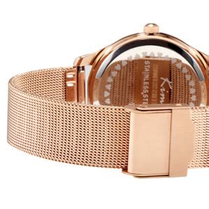 Alienwork Armbanduhr Damen Ros Gold Metall Mesh Armband Edelstahl Grau