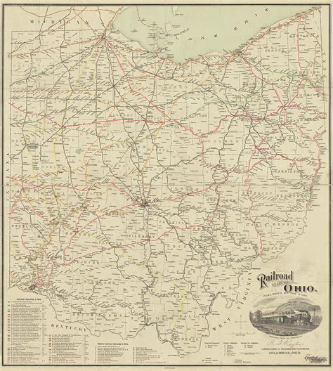 1898 Historical Railroad Map Of Ohio In Color Photograph By Toby