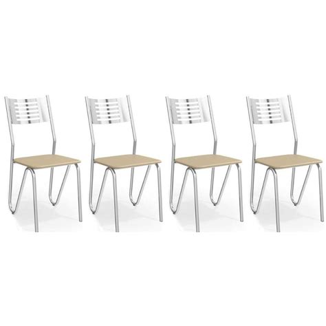 Kit Cadeiras De Cozinha N Poles C Un Cromada Nude Camicado