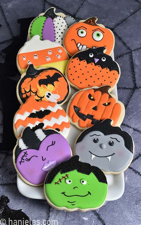 Halloween Decorated Pumpkin Cookies - Haniela's | Recipes, Cookie & Cake Decorating Tutorials