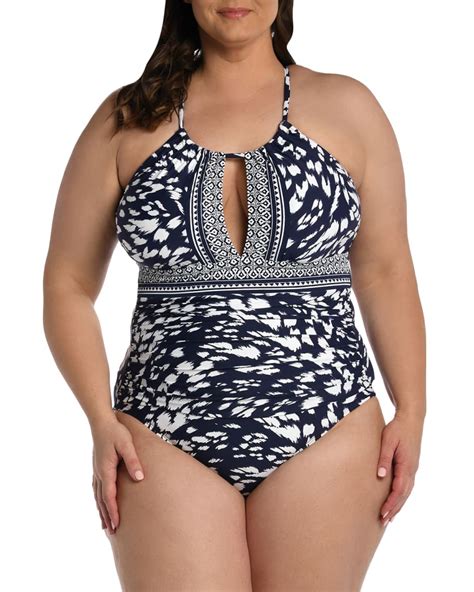 La Blanca Plus Size Tides Keyhole One Piece Swimsuit Neiman Marcus