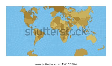 World Map Guyou Hemisphereinasquare Projection Map Stock Vector