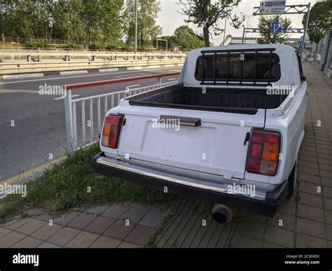 Lada 2104 pickup truck in white on the roads of the Krasnodar territory ...