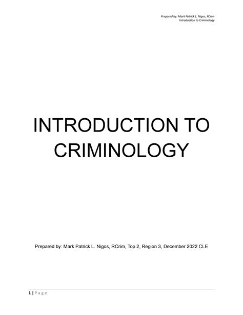 Crim 1 Introduction To Criminology Introduction To Criminology