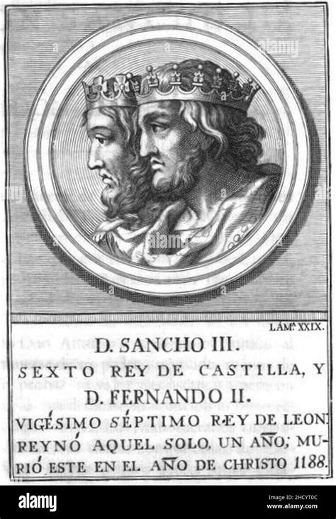 Retrato 251 Reyes De León Castilla Fernando Ii Y Sancho Iii Stock Photo