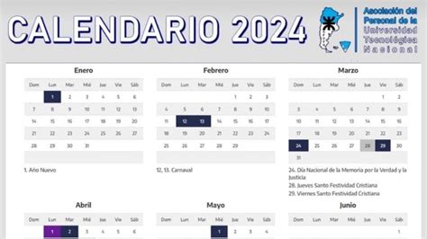 Calendario De Feriados Nacionales Y D As No Laborables A P U T N