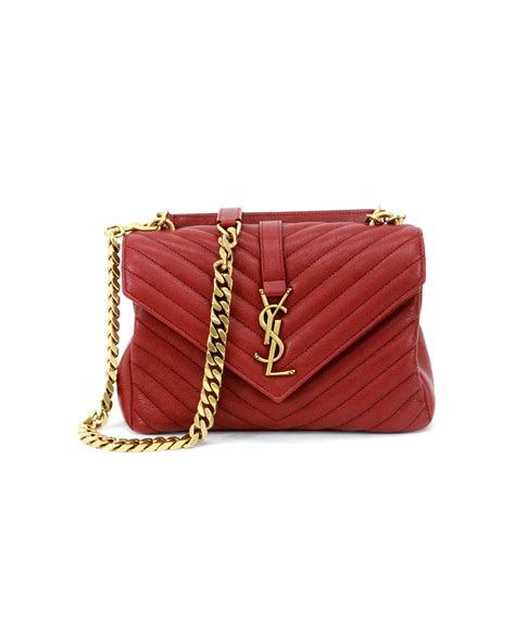 Ysl Saint Laurent College Medium Bag Red Leather Shoulder Bag